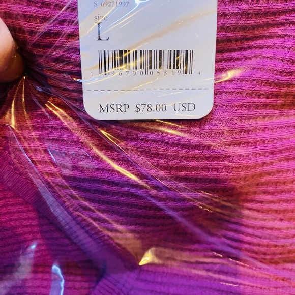 NWT Free People Santa Clara Thermal Top. Mulberry (Wine). Size Large - Picture 3 of 8